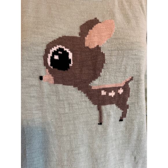 Mossimo Novelty Deer Mint Green Sweater, Women's Size L - Picture 2 of 7